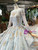Blue Ball Gown Sequins Long Sleeve Appliques Luxury Wedding Dress With Pearls