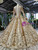 Gold Ball Gown Sequins Long Sleeve Luxury Wedding Dress With Beading