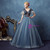 In Stock:Ship in 48 Hours Gray Blue Tulle V-neck Lace Quinceanera Dresses