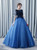 In Stock:Ship in 48 Hours Blue Tulle Short Sleeve Quinceanera Dress