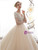 Champagne Tulle Short Sleeve V-neck Appliques Wedding Dress With Beading