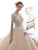 Champagne Tulle Short Sleeve V-neck Appliques Wedding Dress With Beading