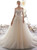 Fashion Champagne Tulle Appliques Off the Shoulder Wedding Dress With Beading
