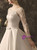 White Ball Gown Satin Long Sleeve Wedding Dress With Beading