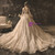 Champagne Tulle Lace V-neck Backless Wedding Dress With Beading