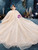 Champagne Tulle Off the Shoulder Appliques Wedding Dress With Beading