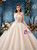 Champagen Tulle Strapless Lace Appliques Floor Length Wedding Dress