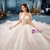 Champagen Tulle Strapless Lace Appliques Floor Length Wedding Dress