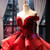 Burgundy Ball Gown Sequins Off the Shoulder 3D Flower Haute Couture Prom Dress