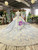 Blue Ball Gown Tulle Lace Apppliques Cap Sleeve Luxury Wedding Dress With Beading