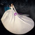 White Ball Gown Satin Off the Shoulder Sleeveless Wedding Dress With Train