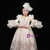 Champagne Tulle Appliques Puff Sleeve Drama Show Vintage Gown Dress