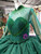 Green Ball Gown High Neck Long Sleeve Lace Luxury Wedding Dress With Long Train