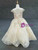 Champagne Ball Gown Tulle Cap Sleeve Backless Luxury Flower Girl Dress With Pearls