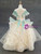 Champagne Tulle Appliques Cap Sleeve Backless Flower Girl Dress