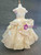 Gold Ball Gown Sequins Backless 3D Flower Luxury Flower Girl Dress