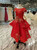 Red Tulle Sequins Cap Sleeve Appliques Luxury Flower Girl Dress With Beading