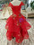 Red Tulle Sequins Cap Sleeve Appliques Luxury Flower Girl Dress With Beading