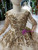 Champagne Gold Sequins Tulle Long Sleeve Flower Girl Dress