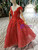 Red Tulle Sequins Cap Sleeve Backless Appliques Luxury Flower Girl Dress