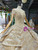 Champagne Gold Ball Gown Sequins Appliques Cap Sleeve Backless Luxury Wedding Dress