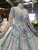 Blue Ball Gown Sequins Long Sleeve High Neck Long Sleeve Appliques Luxury Wedding Dress