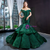 Green Mermaid Sequins Off the Shoulder Luxury Prom Dress With Train