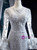 Silver Gray Mermaid Satin Lace Appliques Long Sleeve Luxury Prom Dress