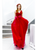 In Stock:Ship in 48 Hours Red V-neck Tulle Pleats Appliques Prom Dress