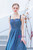 In Stock:Ship in 48 Hours Blue Bateau Prom Dress With Beading