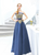 In Stock:Ship in 48 Hours Navy Blue Satin Appliques Prom Dress