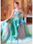 In Stock:Ship in 48 Hours Green Tulle Spaghetti Straps Appliques Long Prom Dress