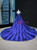 Blue Mermaid Velvet Backless Cap Sleeve Prom Dress With Removable Train