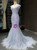 Blue Tulle Mermaid Deep V-neck Backless Prom Dress With Beading