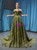 Green Off the Shoulder Velvet Embrodiery Appliques Prom Dress