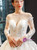 Ivory White Ball Gown Sequins Appliuqes Long Sleeve Backless Wedding Dress