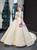 Ivory Ball Gown V-neck Long Sleeve Appliques Backless Wedding Dress