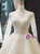 Ivory Ball Gown V-neck Long Sleeve Appliques Backless Wedding Dress