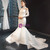 Ivory White Tulle Sequins Mermaid Long Sleeve Backless High Neck Wedding Dress