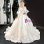 White Ball Gown Tulle Star Embrodiery Lace Backless Wedding Dress