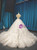 Ivory Ball Gown Tulle Appliques Off the Shoulder Wedding Dress With Train