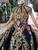 Navy Blue Ball Gown Sequins High Neck Backless Cap Sleeve Flower Girl Dress With Beading