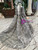 Dark Gray Tulle Lace High Neck Long Sleeve Backless Flower Girl Dress With Beading Sequins