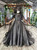 Black Tulle Sequins Off the Shoulder Flower Girl Dress With Shawl