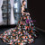 Black Ball Gown Satin Lace Print V-neck Prom Dress With Beading