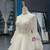 White Ball Gown Satin High Neck Puff Sleeve Wedding Dress With Beading