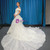 White Satin Tulle Off the Shoulder Wedding Dress With Long Train