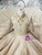 Champagne Tulle High Neck Long Sleeve Flower Girl Dress With Beading