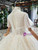 Champagne Tulle Hi Lo Short Sleeve Backless Flower Girl Dress With Beading