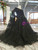 Black Ball Gown Tulle Appliques Backless Flwoer Girl Dress With Shawl